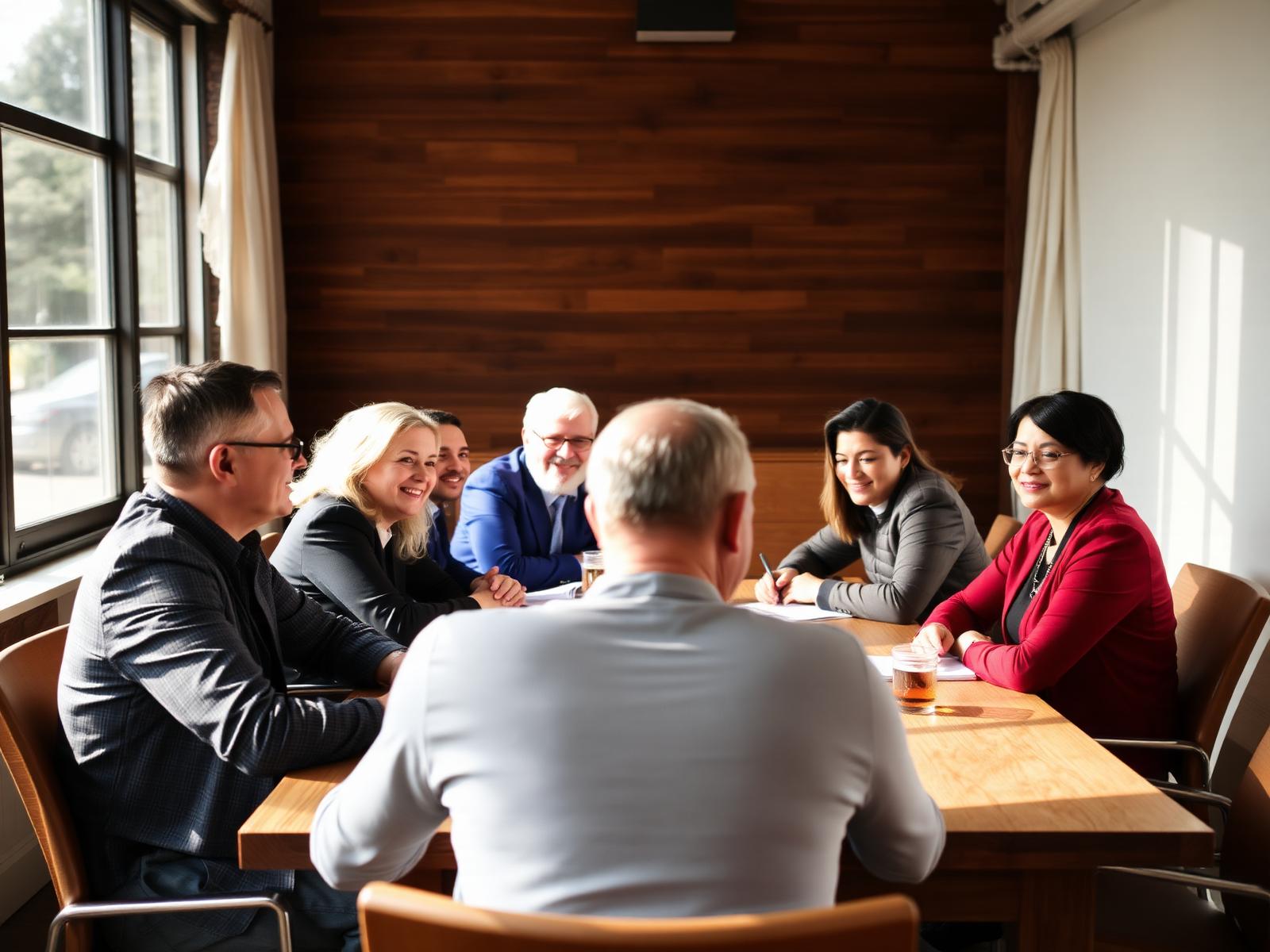 Leaders gathered around a table in purposeful discussion.